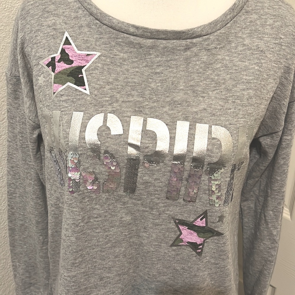 Justice “inspire” crew neck sweater size 14/16 - Picture 2 of 4
